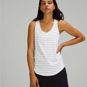 Lululemon Athletica White and Black Striped Tank Top
